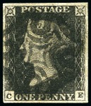 Stamp of Great Britain » 1840 1d Black and 1d Red plates 1a to 11 1840 1d Black pl.11 CE with fine to good margins, neat black MC