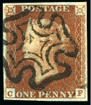 1840 1d Red pl.11 selection (29) from row C