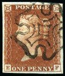 Stamp of Great Britain » 1840 1d Black and 1d Red plates 1a to 11 1840 1d Red pl.11 selection (25) plus 3 margin 1d black from row E