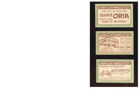 1924 Trois carnets complets avec 10c Pasteur surchargé