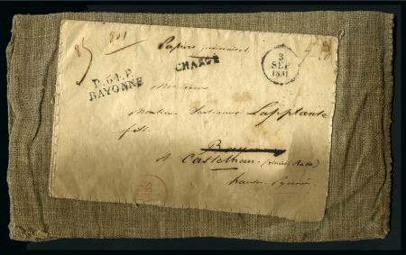 Stamp of France 1831 Pli CHARGE avec P64P BAYONNE pour Castelnau avec