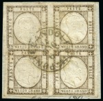 1861 Neapolitan Provinces 1/2gr bister-brown, two vertical