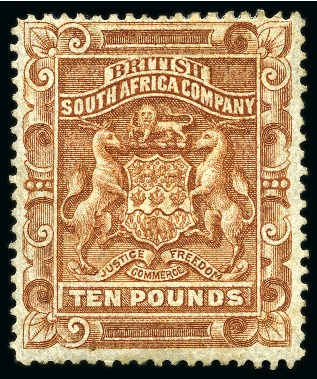 1892-93 £10 brown, unused with part original gum