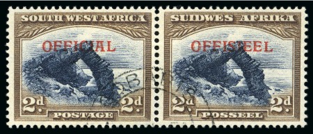 Stamp of South West Africa 1945-50 2d blue and brown used se-tenant pair