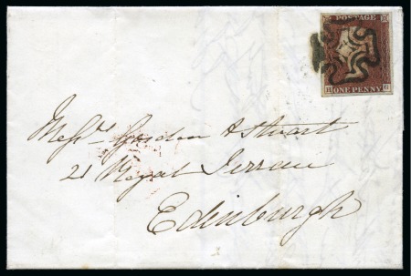 1840 1d Red pl.11 HG (from the black plates) on cover