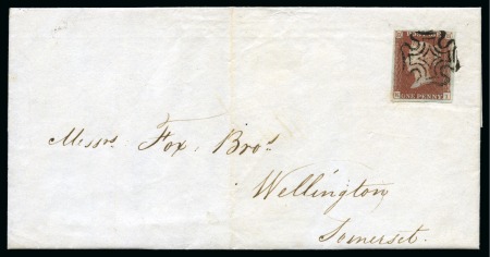 1840 1d Red pl.11 KI (from the black plates) on cover from Hamlet, Devon