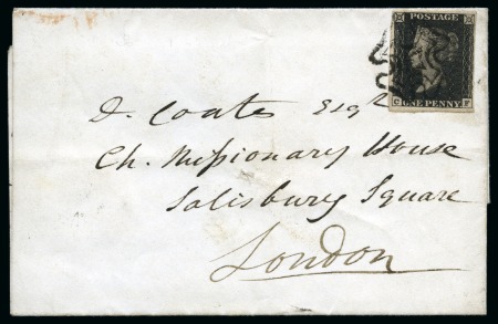 1840 1d Black pl.11 CF, fine to large margins, on cover from Somerset
