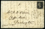 1840 1d Black pl.11 CF on cover from Ashbourne