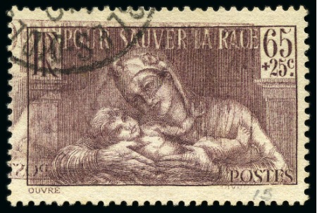 1937, Yv. 356 oblitéré avec double impression dont