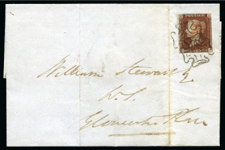 1840 1d Red pl.11 collection of 21 covers, 1 part cover & 3 pieces