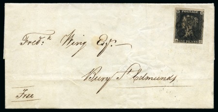 1840 1d Black pl.11 AC, fine to huge margins, on 1841 cover from Cambridge