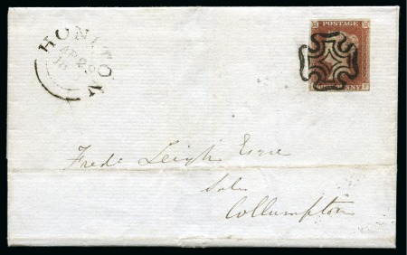 1840 1d Red pl.11 JF (from the black plate) on cover from Honiton