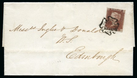 Stamp of Great Britain » 1840 1d Black and 1d Red plates 1a to 11 1840 1d Red pl.11 TA (from the black plate) on cover from Elgin, Scotland