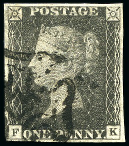 Stamp of Great Britain » 1840 1d Black and 1d Red plates 1a to 11 1840 1d Greyish-Black FK with fine to good margins