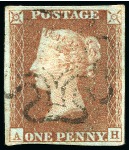 Stamp of Great Britain » 1840 1d Black and 1d Red plates 1a to 11 1840 1d Red pl.11 AH (from the black plate) state 3 plus normal