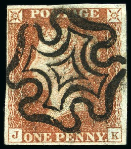 1840 1d Red pl.11 selection from row J (24)