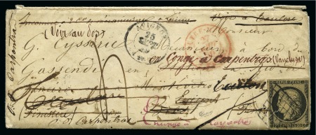 Stamp of France 1848-1850, Correspondance France Tahiti en 8 courriers
