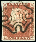 Stamp of Great Britain » 1840 1d Black and 1d Red plates 1a to 11 1840 1d Red pl.11 selection from row L (15)