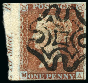 1840 1d Red pl.11 selection from row M (36)