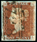 1840 1d Red pl.11 selection from row M (36)