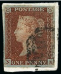 1840 1d Black (1) and 1d Red pl.11 (20) selection from row N