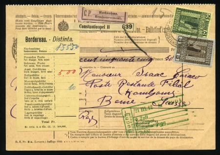 Stamp of Austria » Austrian Levant 1912 Parcel  card franked 5pi + 10pi