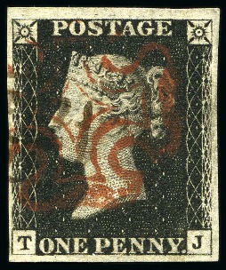Stamp of Great Britain » 1840 1d Black and 1d Red plates 1a to 11 1840 1d Black pl.5 TJ with fine to large margins, neat