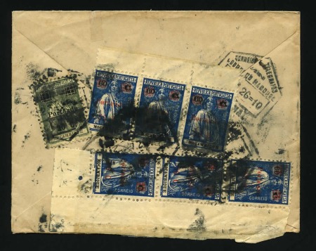 1926 Stampless envelope from SARDHAR/India bearing on arrival Mozambique postage dues