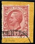 1917 10c red, used on fragment, fresh, fine and scarce