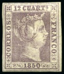 1850 Isabel II 12c lilac, mint lh, fresh & very fine,