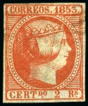 1853 Isabel II 2r vermilion, unused, light ageing and