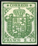 1854 Coat of Arms 2c green, unused, fresh & very fine,