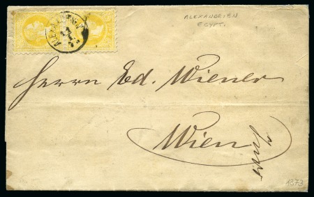 1873 Printed matter to Austria with Austrian 2s yellow-orange pair