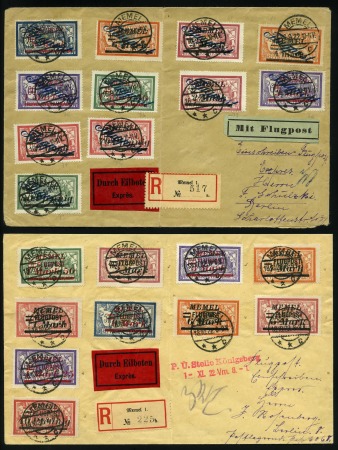 1922 Two airmail covers (16.9.1922 and 18.10.22) bearing