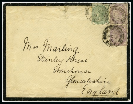 Stamp of Egypt » Egypt British Military Post 1882 (Oct 5) Mourning envelope with GB franking tied by "BRITISH ARMY POST OFFICE / EGYPT" cds