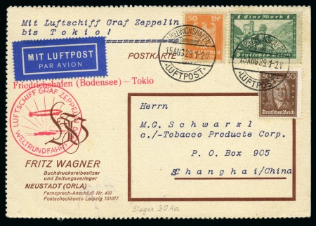 1929 INCOMING MAIL: Zeppelin Tokyo flight adressed to Shanghai