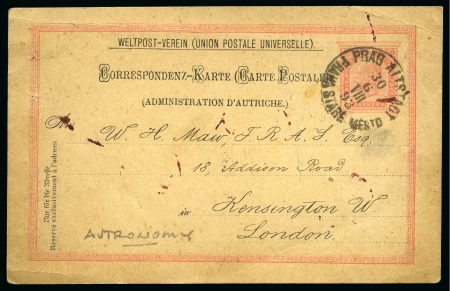 1893 5kr Postal stationery card with printed message relating to ASTRONOMY