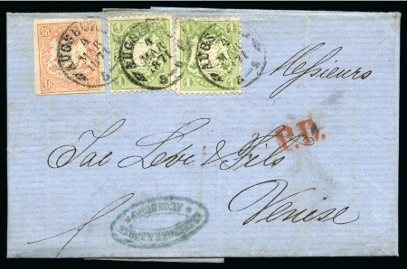 1867-70 18kr red-orange in combination with 1kr. light