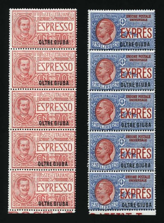 1926 Express 70c and 2L50 in mint nh vertical strips