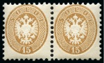 1864 15s Brown mint nh pair, very fine, cert. Colla