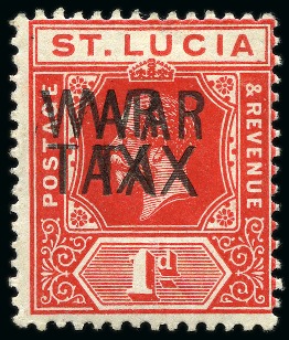 1916 1d Scarlet with "WAR TAX" overprint DOUBLE mint