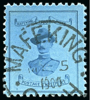 Stamp of South Africa » Mafeking 1900 3d Baden-Powell pale blue on blue (18.5mm wid