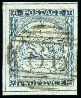 Stamp of Australia » New South Wales 1850 2d Prussian Blue pl.2 first retouch pos.21, used