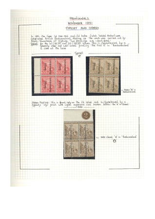 Stamp of Bechuanaland » British Bechuanaland 1891 1d & 2d (reading upwards) collection written up on 7 pages
