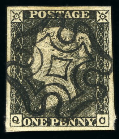 Stamp of Great Britain » 1840 1d Black and 1d Red plates 1a to 11 1840 1d Black pl.1a QC with good to very good margins, superb crisp black MC