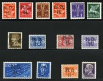 ITALY 1944  WWII Occupations SIBENIK, group of 14 values hinged, 1 used