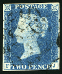 1840 2d Blue used group of 16, a few with four margins, various faults, some with nice cancels