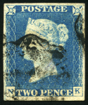 1840 2d Blue used group of 16, a few with four margins, various faults, some with nice cancels