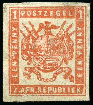 Stamp of South Africa » Transvaal 1872-74 1s green used, and 1875-77 1d orange-red, unused,