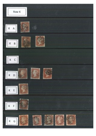 Stamp of Great Britain » 1840 1d Black and 1d Red plates 1a to 11 1840 1d Red pl.11 selection from row K (22)